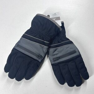 Isotoner Mens Black‎ LG Winter Gloves smartDri smartTouch Zipper Pockets